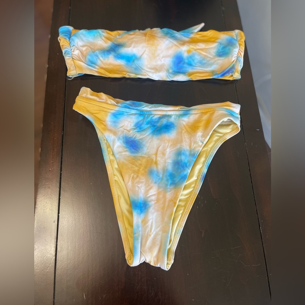 Tie Dye Victorias Secret 2 Piece Bikini High Waisted Bandeau Size Small